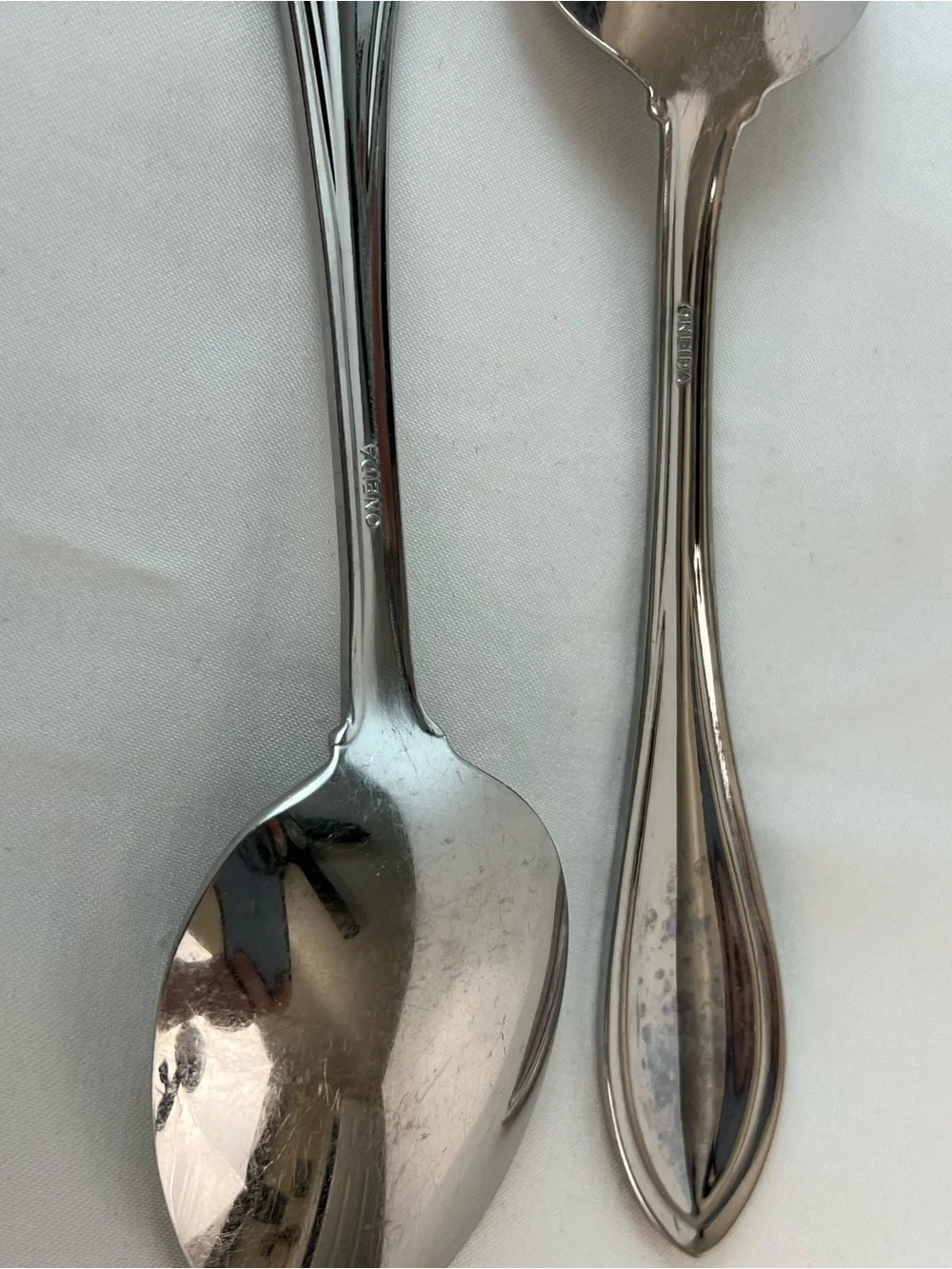 2-Oneida Stainless Steel Flatware-Arbor American Harmony Dinner Soup Spoons